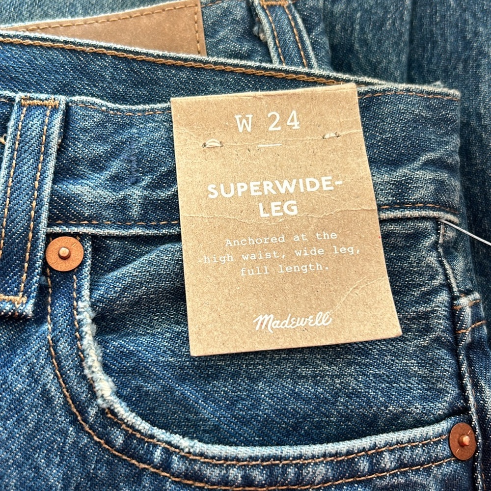 NWT Madewell Super Wide Leg Jeans Halleran Wash - Picture 5 of 5